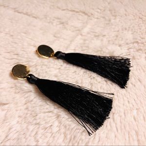 Lightweight Black and Gold Fringe Earrings (Studs)